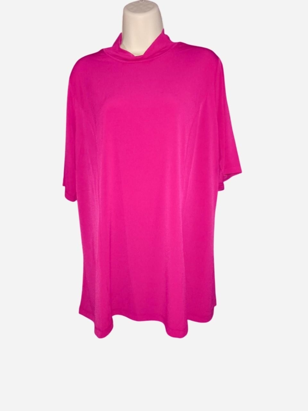 Susan Graver Hot Pink Short-Sleeve Mock-Neck Tunic